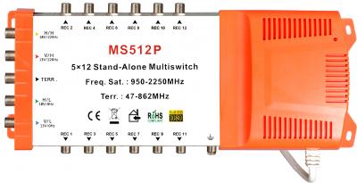 5x12 satélite multi-switch, stand-alone multiswitch, com fonte de alimentação