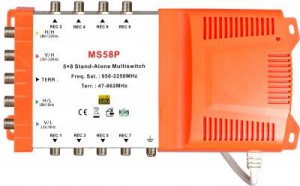 5x8 satélite multi-switch, stand-alone multiswitch, com fonte de alimentação