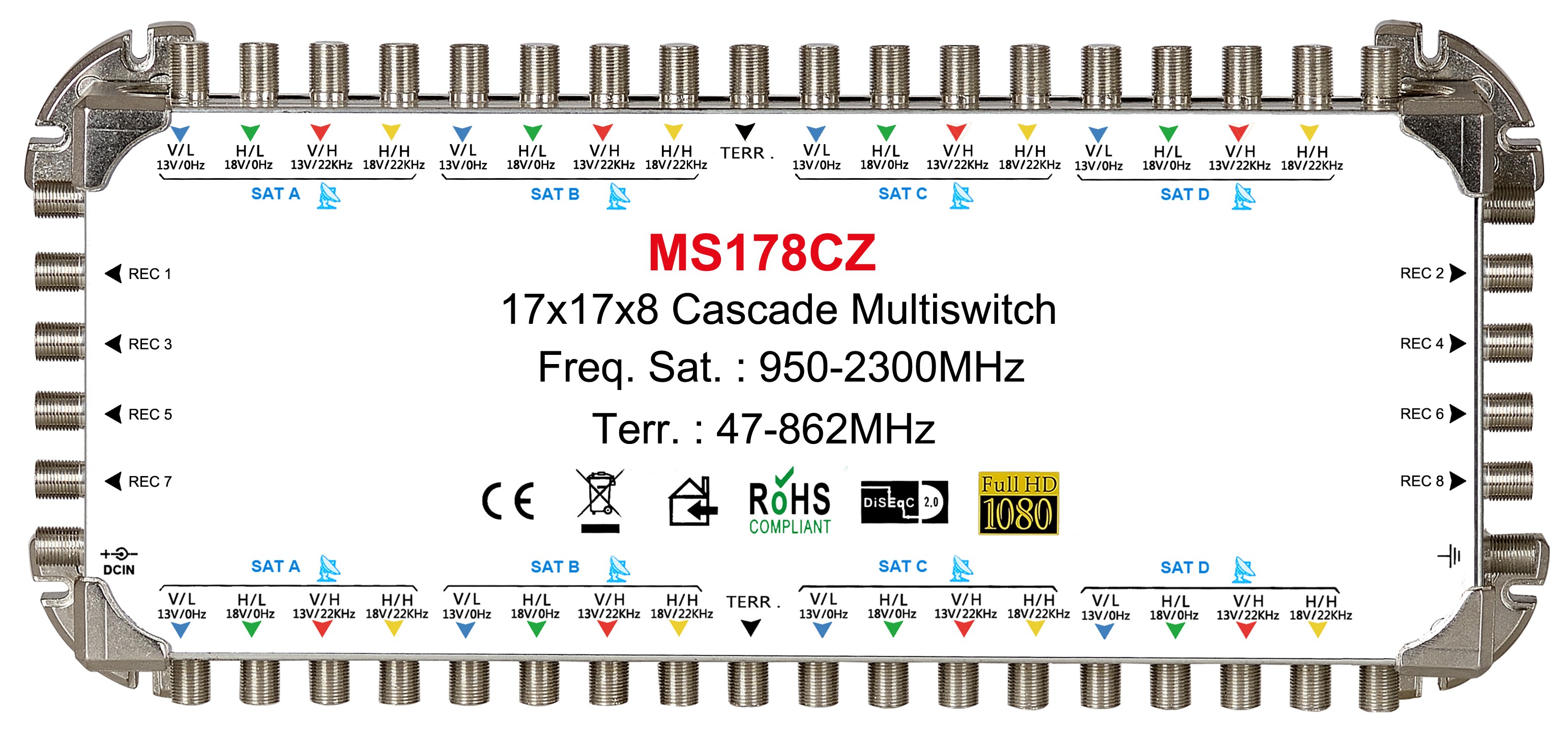 17x8 satellite multi-switch, Cascade multiswitch